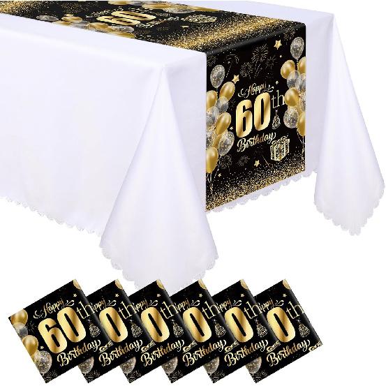 6 Pcs 50th Birthday Table Runners Plastic Black and Gold Tablecloths Happy 50th Birthday Table Runners 14x108 Inch for Men Women Anniversary
