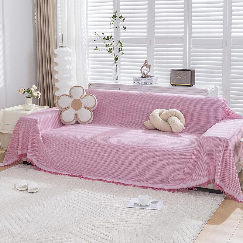 

2025 В стиле Инс Хлопковая пряжа Универсальное покрывало на диван с полной защитой, Двустороннее для всех сезонов 90x240cm