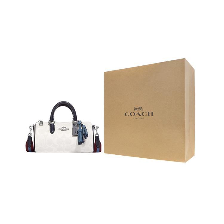 New COACH Lacey Artificial Leather Handbag, Shoulder Bag, Crossbody Bag Medium Size Women's Chalk White & Indigo CB874-SVUON
