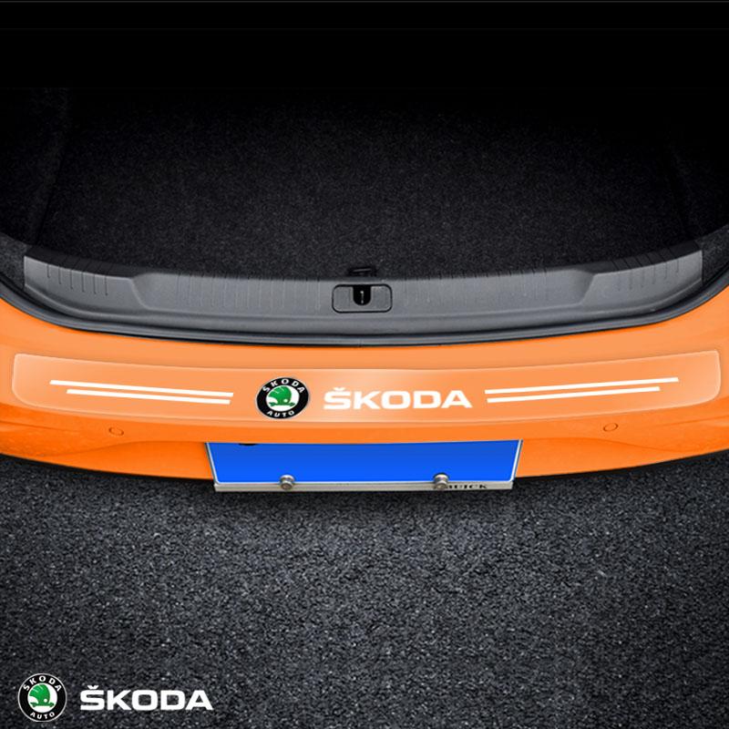 1Pcs Transparent Car Trunk Badge Protective Sticker Car Accessories For Skoda Octavia Superb Rapid Kodiaq Karoq Fabia Kamiq Roomster Citigo