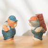 Cat Sculpture Handcrafted Wooden Figurine Decorative Home Office Accessory