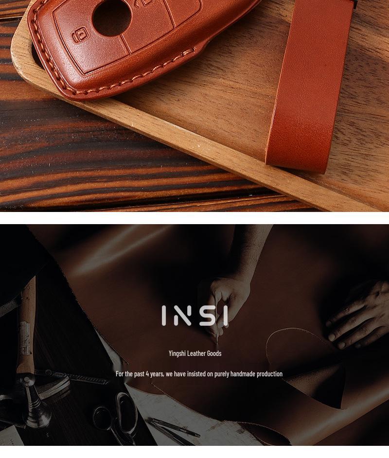 Husă din piele naturală pentru cheie Mercedes pentru E-Class E300, A200L, C-Class 260L - Model vechi pentru bărbați