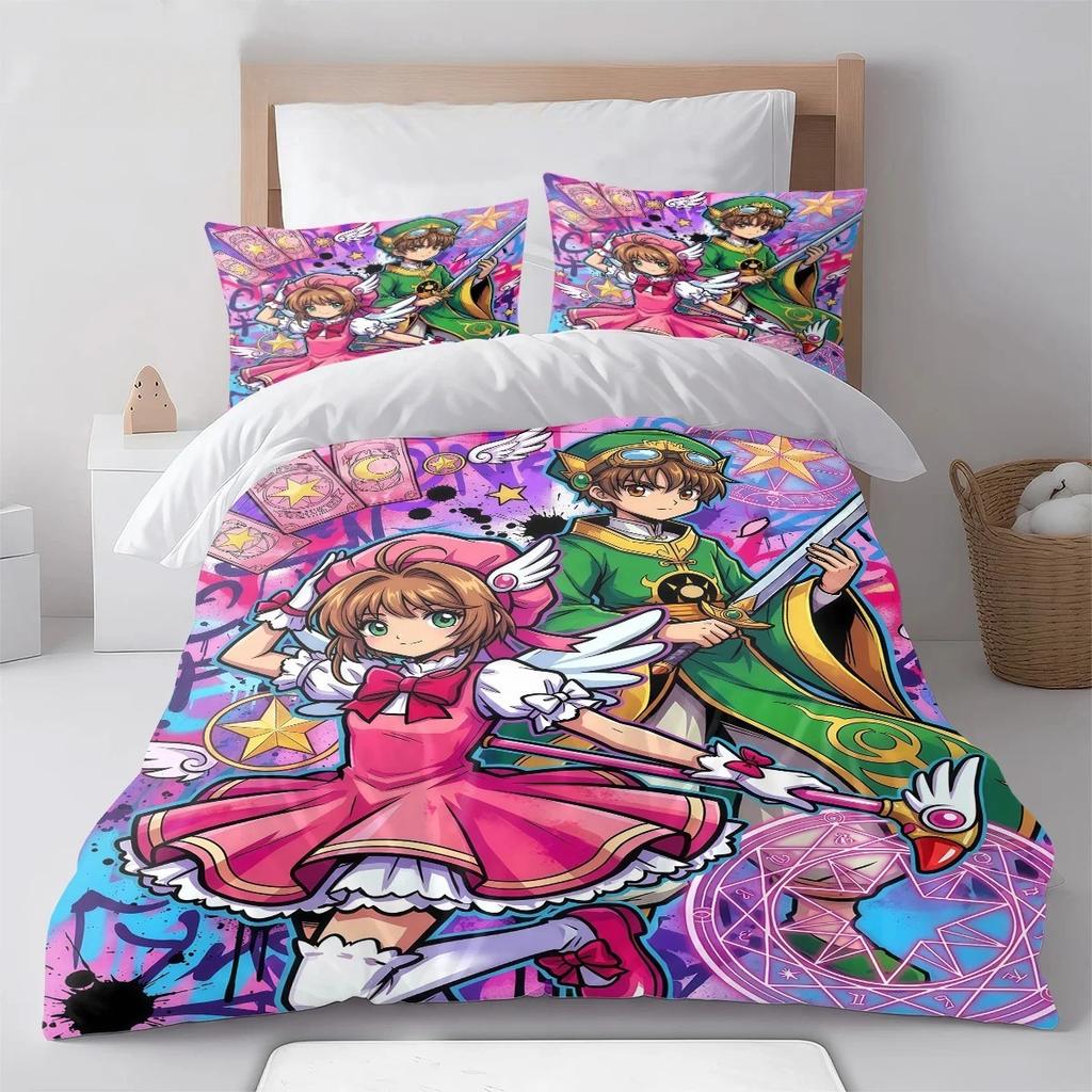 3D Print C-Cardcaptor Sakura Bedding Set Duvet Cover Pillowcase Anime Kinomoto Sakura Twin Queen King Size Kids Adult 2/3piece