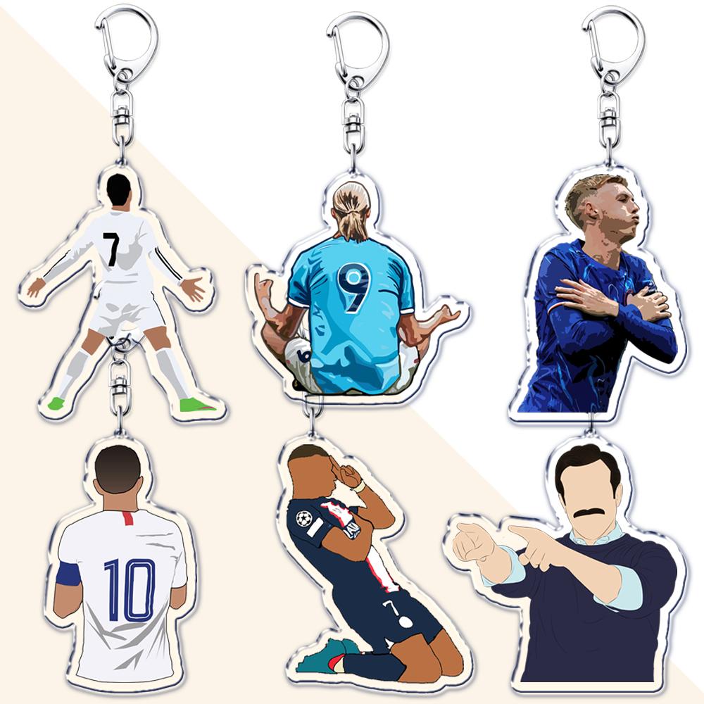 Popular Soccer Ball Player Keychains for Accessories Bag Football Key Chain Ring Fans Gifts Friends Keyrings 4