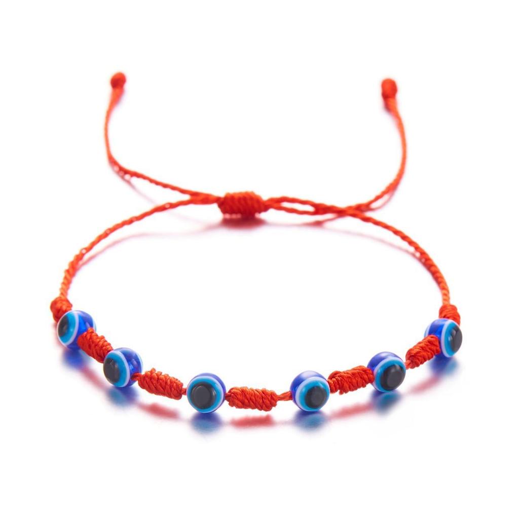 Handmade 7-Knot Blue Evil Eye Bracelet: Versatile Red Rope for Couples, Spring & Autumn Style