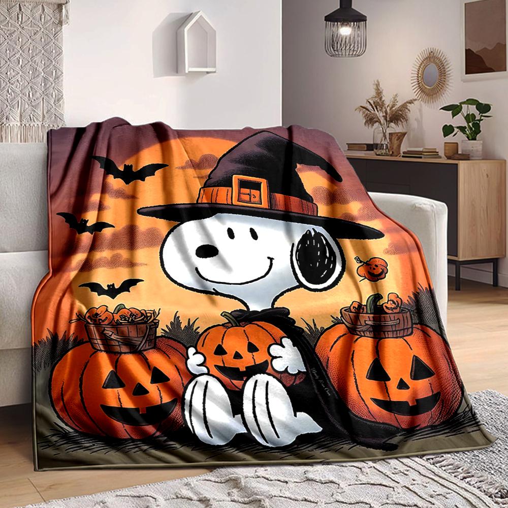 1Pc Halloween Snoopy Pumpkin Night Blanket Soft And Comfortable Casual Warm Camping Travel Christmas Halloween Gift M917102