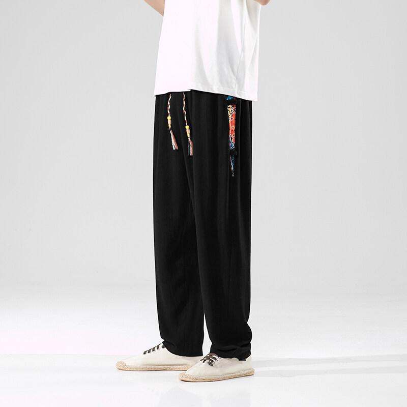 Men Fashion Casual Pants Men Japanese Samurai Embroidery Pants Male Patchwork Harem Pants Man Oversized Harajuku Jogger Trousers