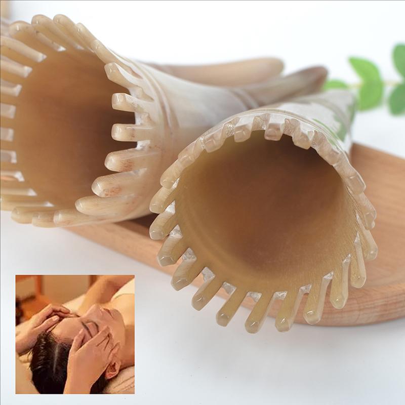 1 Pcs Cow Horn Hair Scrubbing Combs Clean Scalp Head Meridian Massagebrush Wide Tooth Cow Horn Comb Barber Hairdressing Tools