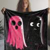 vintage halloween ghost printed fleece blanket warm soft and comfortable for sofa bed car office camping travel suitable