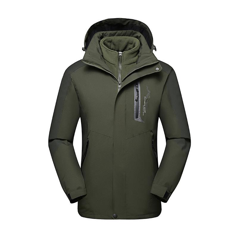 Men's 3-in-1 Detachable Outdoor Jacket - Autumn/Winter Workwear with Logo and Embroidery.