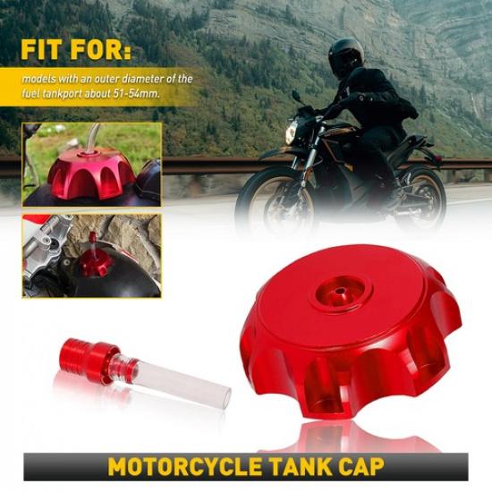 

Red Fuel Gas Motorcycle Tank Cap For Cover 51-54mm Car Auto Replacement