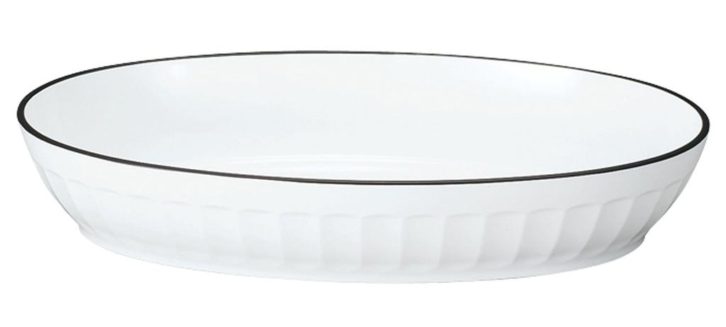 Yamanaka Lacquer Nature Groove Oval Plate, White, M16452-7