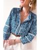 Azura Exchange Blue Floral Ric-rac Patchwork Button Loose Fit Shirt