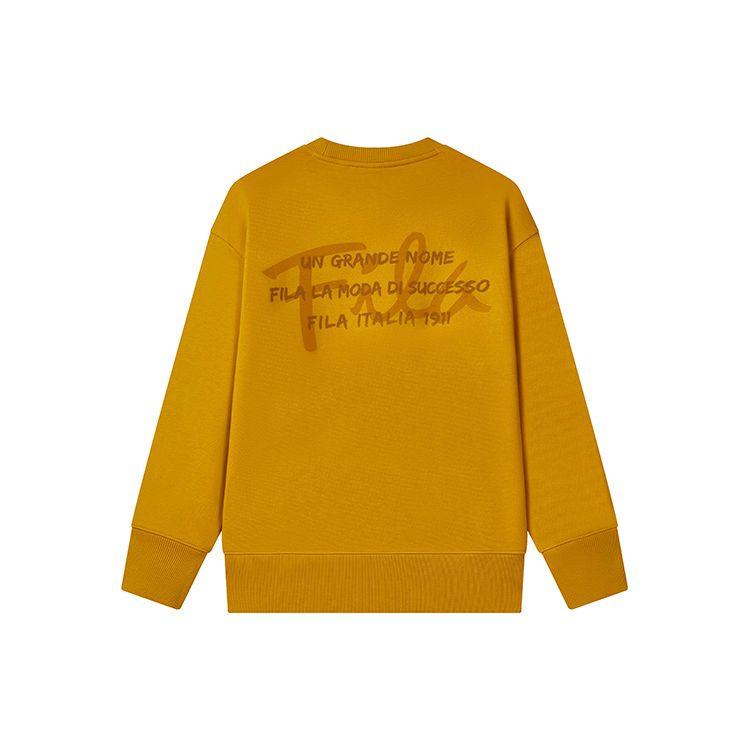 FILA Solid Color Letter Logo Embroidered Fashion Simple Round Neck Long Sleeve Sweatshirt Unisex sweatshirt Sunflower-Yellow F11U248201F-MT