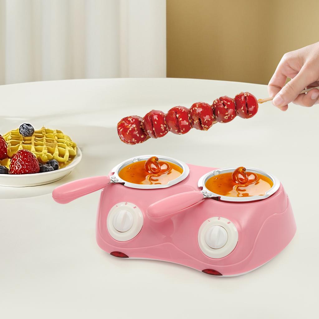 Pink Chocolate Melting 2 Pot,110V Tabletop 27*19.5*8cm Chocolate Melting Pot with Molds and Forks 2 Gears for Home Kitchens