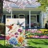 Hummingbirds Hydrangea Flowers Garden Flag 12x18 Inch Double Sided Spring Summer Colorful Floral Yard Outdoor Flag Holiday O