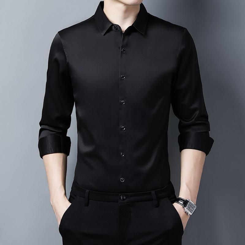 New Long-sleeved Shirt Male Middle-aged Business Slim Non-iron Professional Workwear Japanese Solid Colour Men's White Shirt