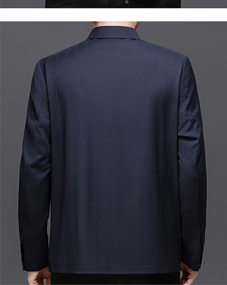 2026 Spring/Autumn Men's Business Casual Wool Lapel Jacket for Middle-aged & Elderly