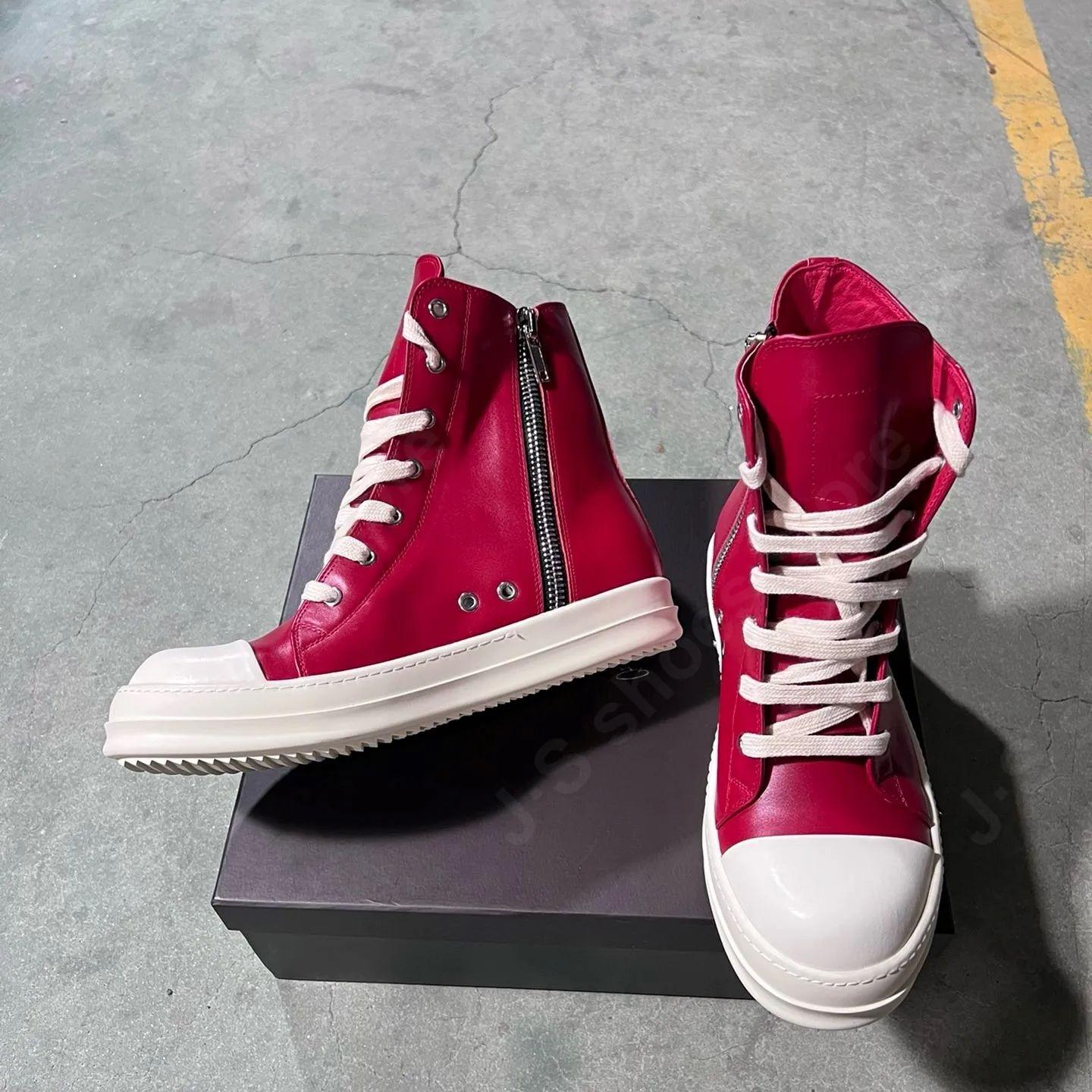 

Ro Classic Boots Men Shoe Red Leather High Top Shoes Lace Up Women Casual Sneaker Red Cowhide Ankle Boot Sneakers 48 красный