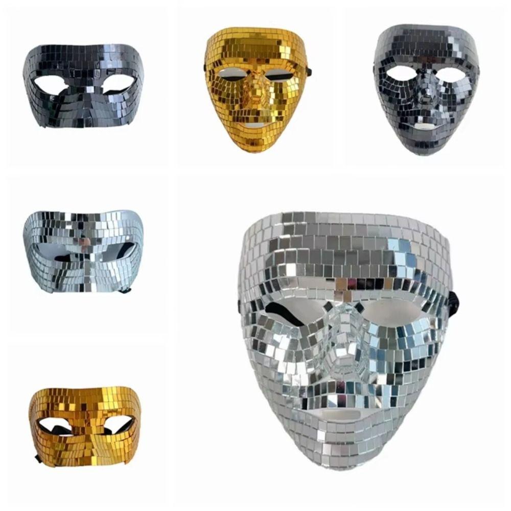 Male Adult Night Club Mask Masquerade Home DJ Decor Creative Ball Glitter Mirror Face Mask Gift