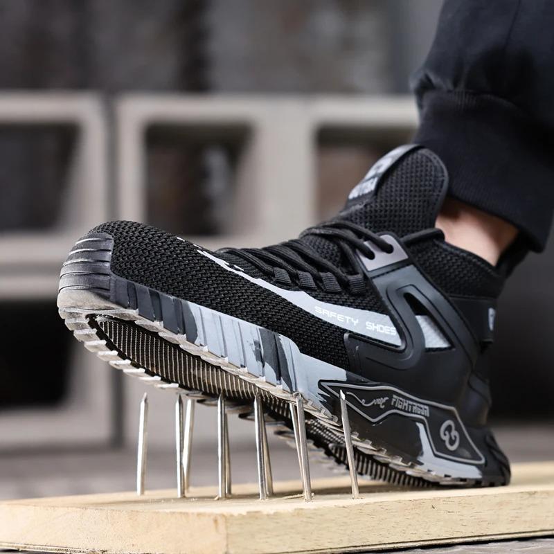 Fashion High Top Safety Shoes Men Steel Toe Work Shoes Men Anti-puncture Safety Shoe Woman Work Safety Boots Man Indestructible Shoes