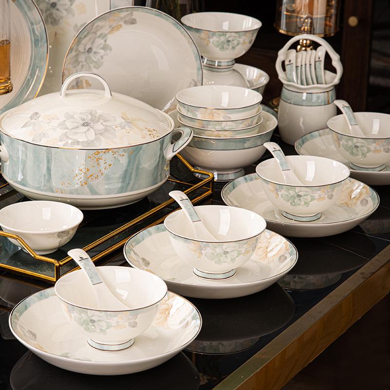 New Chinese Bone China Tableware: Bowls, Plates, and Dishes for Housewarming