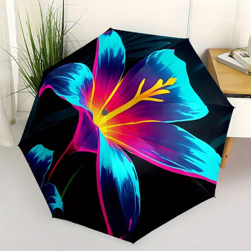 1pc Floral Bloom Automatic Open/Close Umbrella, Portable Folding Umbrella for Travel, Themed Events, It is suitable as a gift for various festivals, O