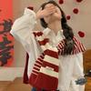 Women's Shawl Knitted Striped Shawl Cross Shawl Blouse Shoulders Fake Collar Cape Knotted Scarf For Women Outerwear