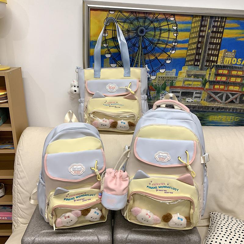 Schoolbag High Value Ins Wind School Bag Junior High School Girls Backpack High School Students Large Capacity Cute Pain Bag Dopamine Backpack