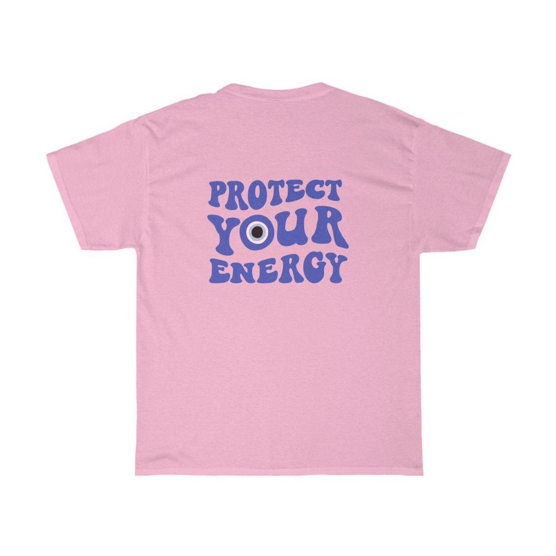 

Цветная футболка «Защити свою энергию» в стиле ретро, ​​женская футболка с коротким рукавом и рисунком «Сглаз ведьма» S розовый