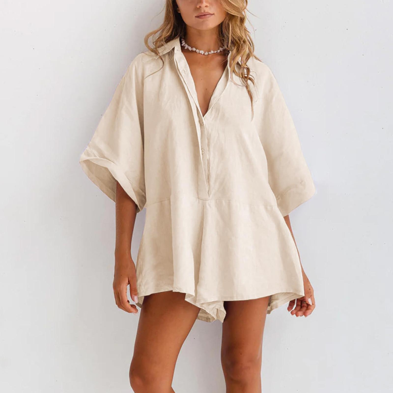 Летние комбинезоны с короткими рукавами для женщин — фото 3