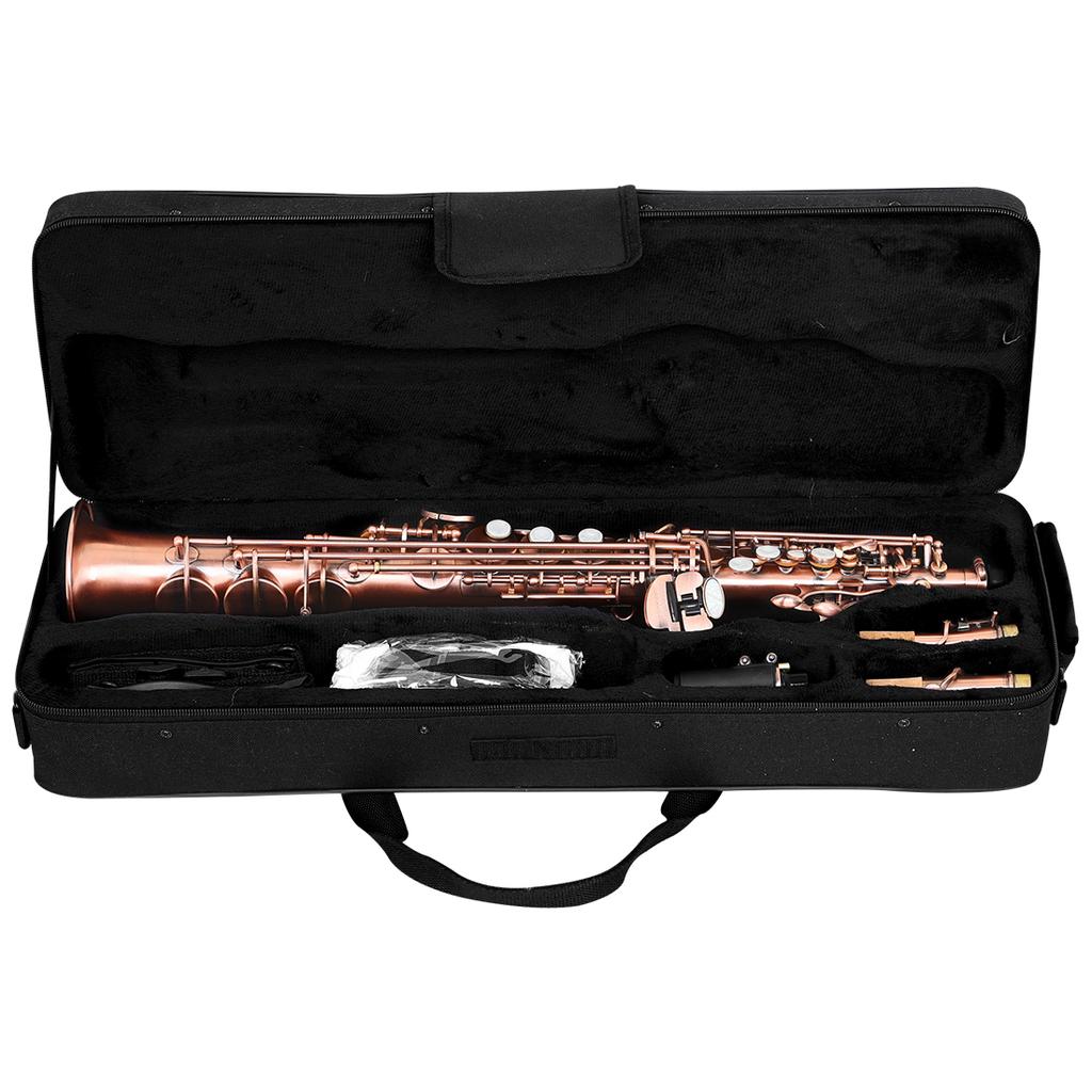 Soprano Saxophone Straight Bb Soprano Sax Set Brass Body Woodwind Instrument With Case Cleaning Cloth Reed Straps Accessories