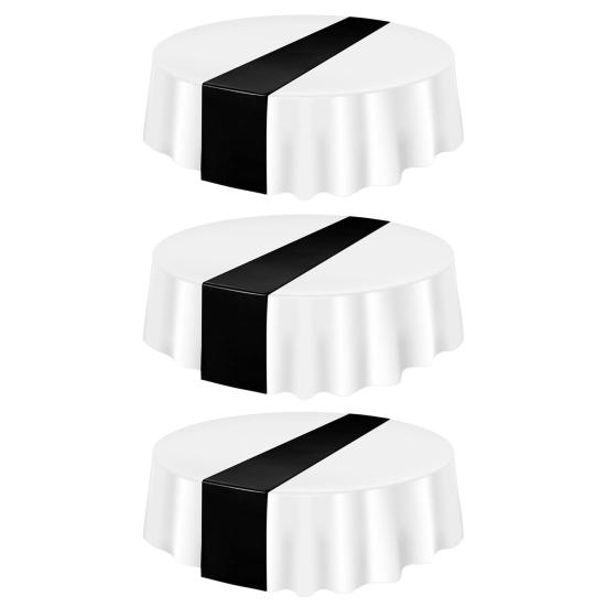 

3 шт одноразовые пластиковые скатерти 84 дюйма водонепроницаемые устойчивые к пятнам покрытия для стола круглые обеденные скатерти для вечеринок мероприятия Рождество выпускной