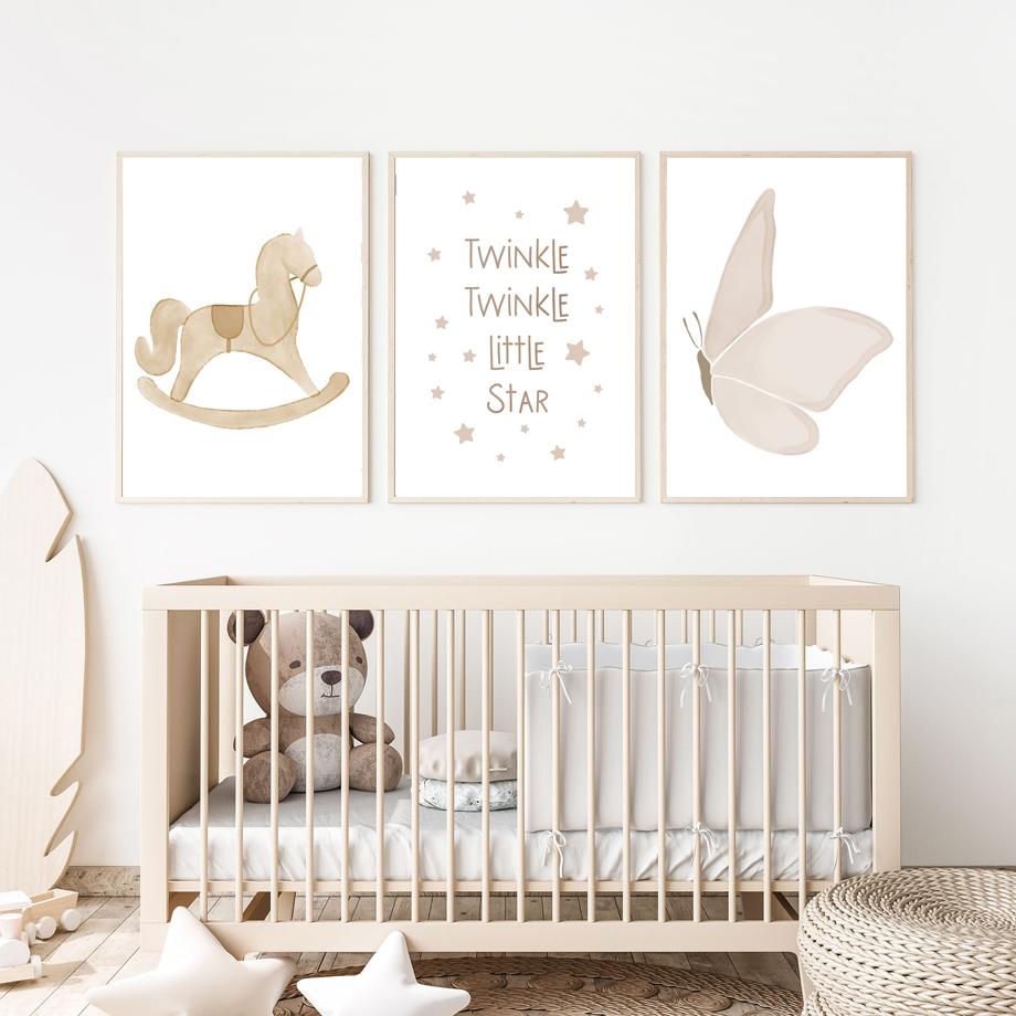 Elefant Bär Schmetterling Regenbogen Mond Stern Kinderzimmer Wandkunst Leinwand Malerei Poster und Drucke Bilder für Baby Kinderzimmer Dekor