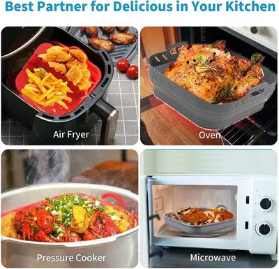 Silicone Tray Oven Baking Tray Pizza Fried Chicken Baking Tool Reusable Liner Easy Clean Airfryer Silicone Basket Kitchen Tool
