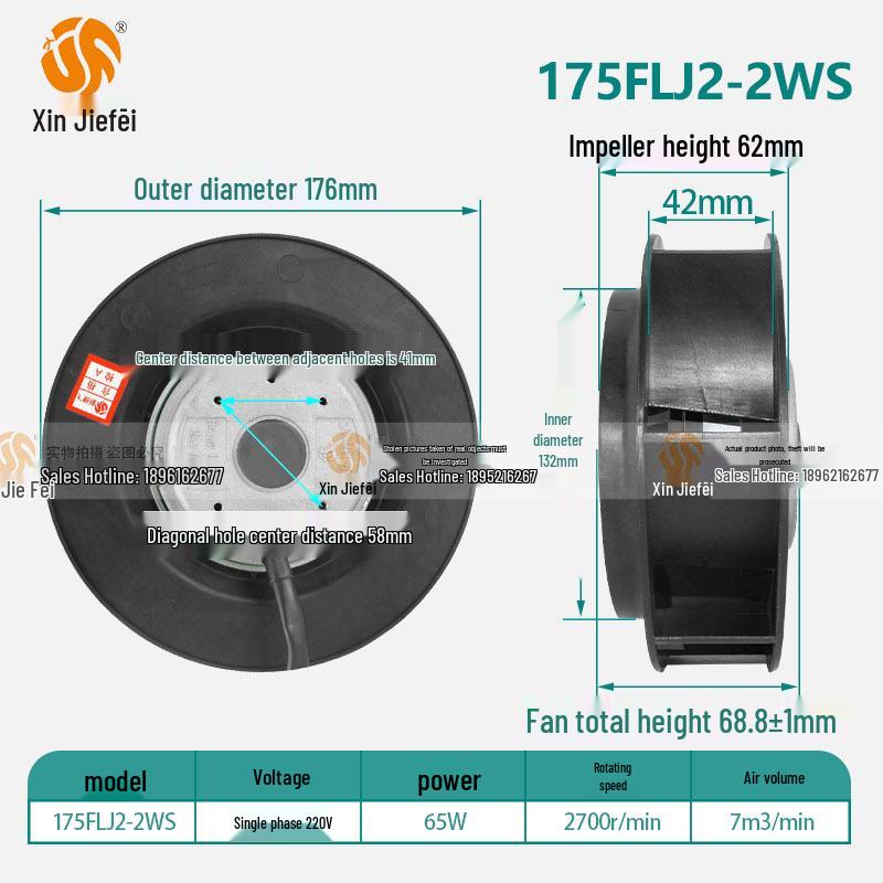 175FLJ2-2WS Vortex 220V Variable Frequency Servo Cooling Fan for Industrial Cabinets