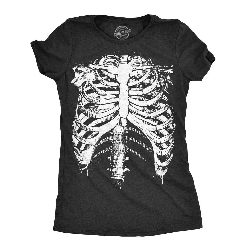 Skeleton Rib Cage T-Shirt for Women, Spooky Halloween Costume Shirt, Skeleton Tee