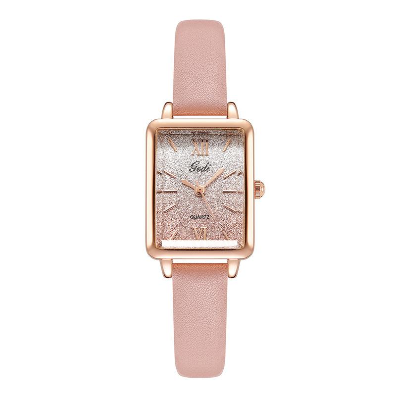 Women'S Fashion Niche Light Luxury Creative Gradual Change Small Square Plate Student Belt Quartz Watch