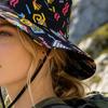 Klobouk Bucket Hat Široký okraj Barevný geometrický vzor Rybářský klobouk Bezpečnostní větruodolná šňůrka Přenosný skládací klobouk na ochranu před sluncem
