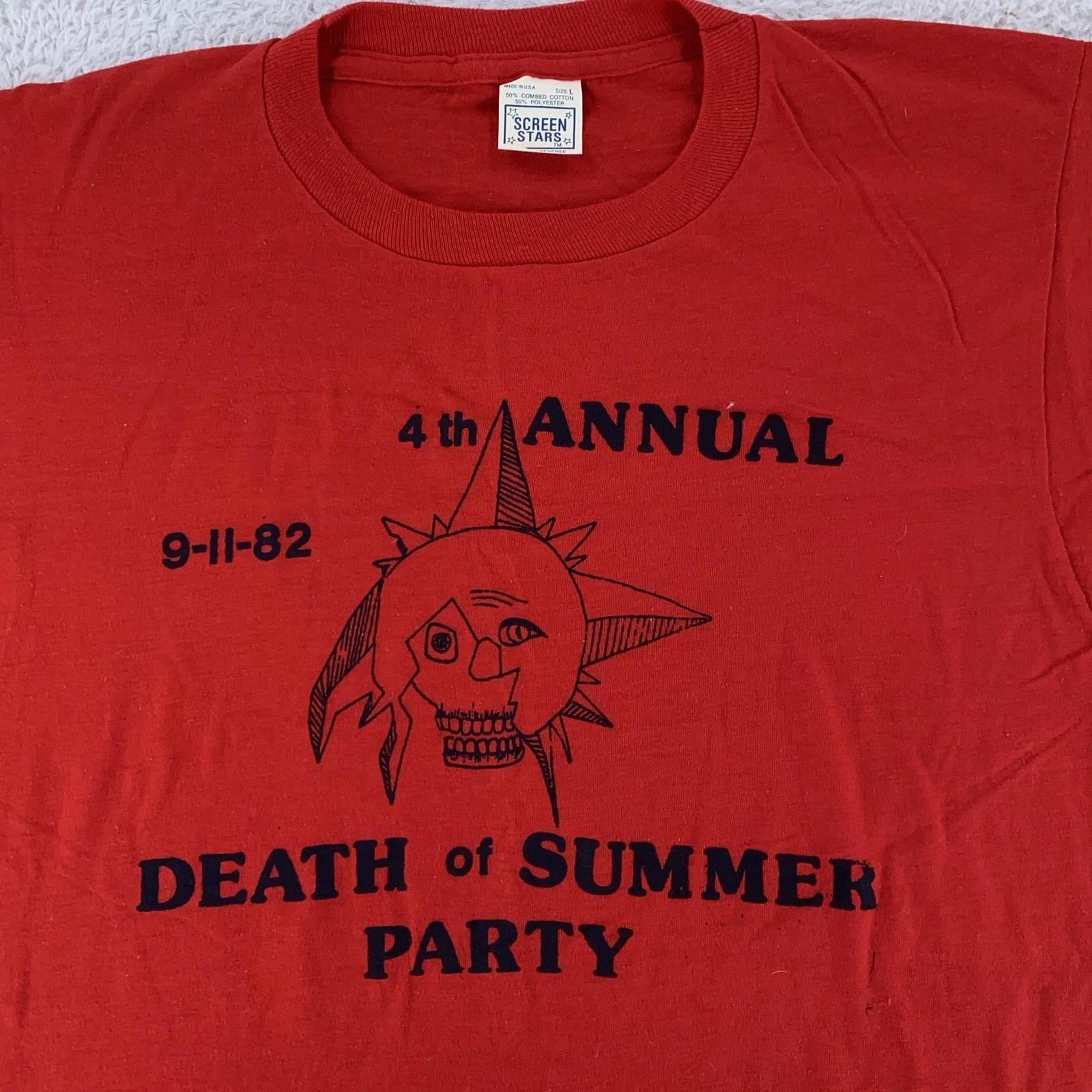 

Vintage 1982 Death of Summer Party Shirt Mens M Music Festival 4th Annual 80s 4XL