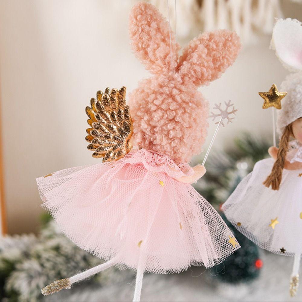 Cartoon Christmas Rabbit Ears Angel Dolls Handmade Christmas Tree Decoration  Home Xmas Decor