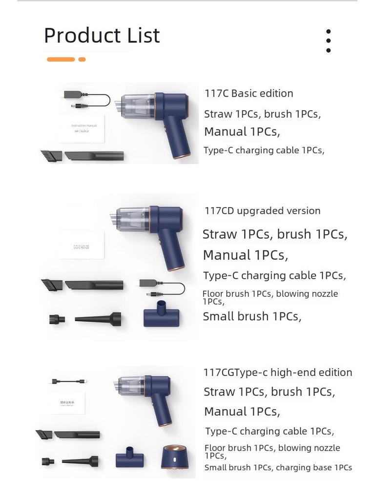 High-Power Handheld Car Vacuum & Dust Blower with Wireless Charging