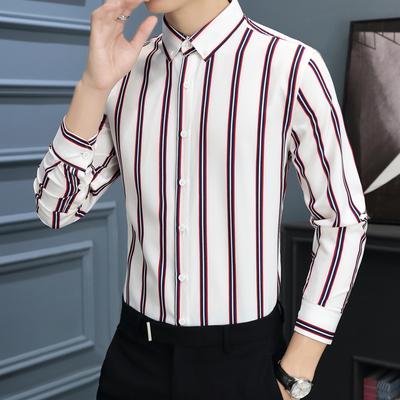 Autumn Long-sleeved Shirt Men's Fashion Striped Shirt Youth Korean Casual Top
