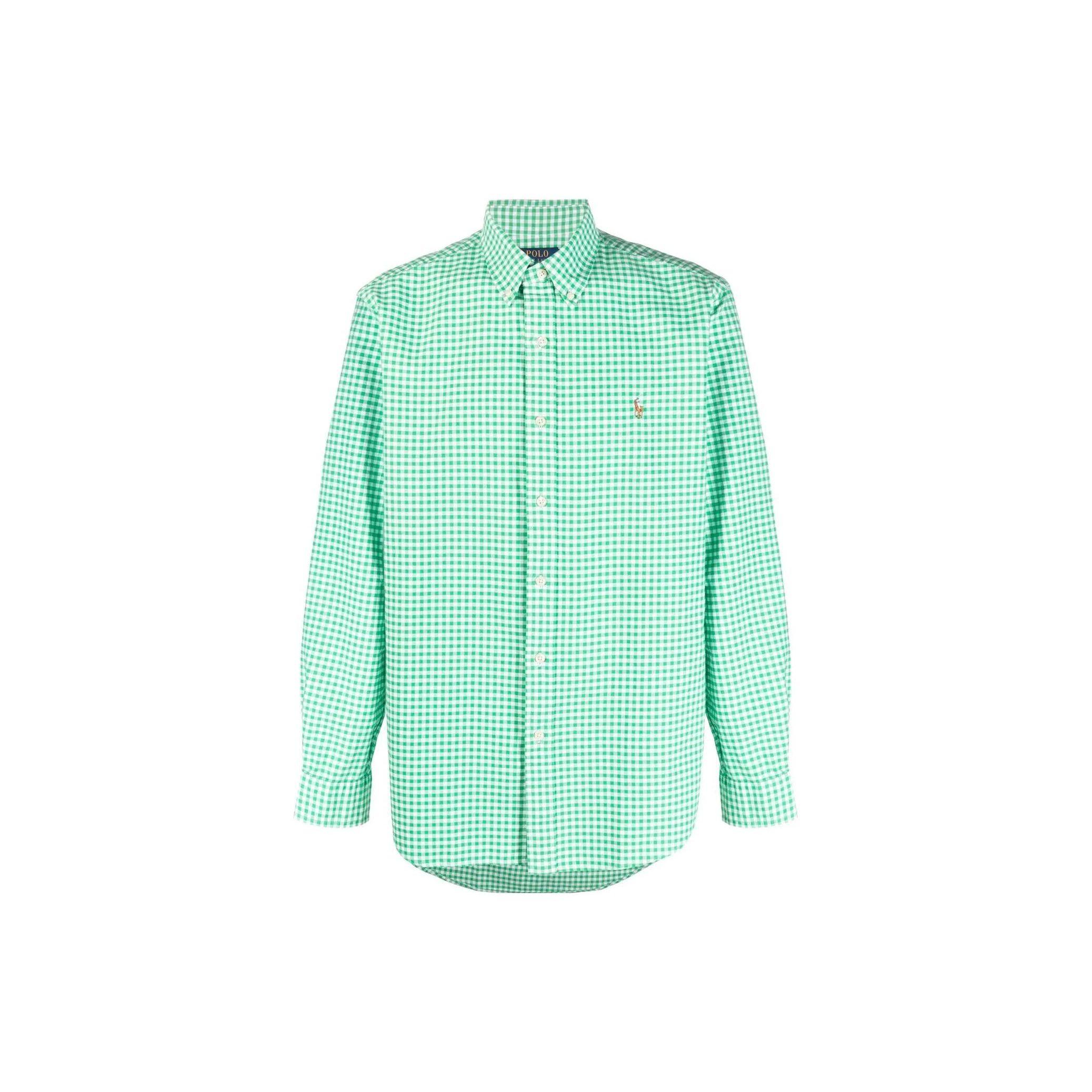 

Polo Ralph Lauren SS23 Рубашка мужская в клетку с вышивкой логотипа, однобортная, с длинным рукавом, рубашки, зеленый 710906612-003 XXL