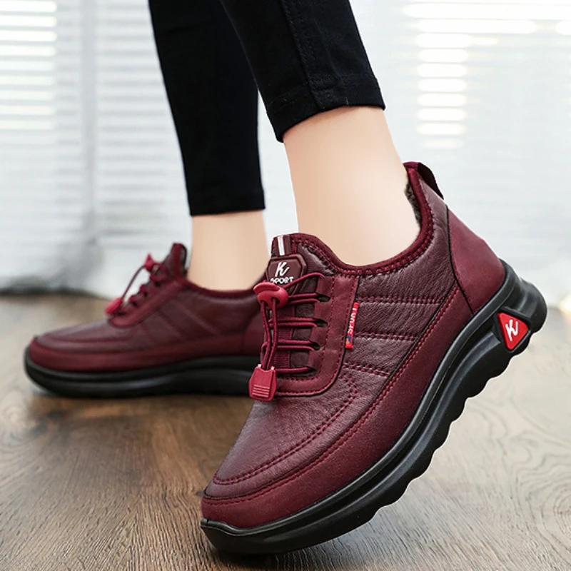 Fashion Winter Leather Men Boots with Fur Mens Bussiness Cotton Boots Casual Warm Snow Boots Non-slip Men Leisure Boots Bota Masculina