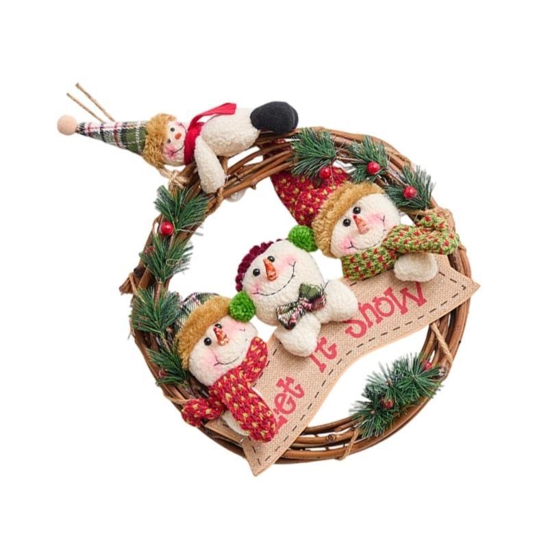 Christmas Family DIY Wreath Santa Snowman Reindeer 30Cm Soft Flannel User Friendly Holiday Decors