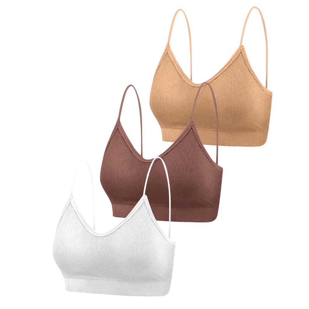 6 Pieces V Neck Bra Seamless Padded Camisole Bandeau Sports Bra Sleep Bra