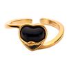 Original Design S925 Sterling Silver Inlaid With Natural Black Agate Heart-Shaped Love Special-Shaped Ring For Women'S Niche Light Luxury Index Finger