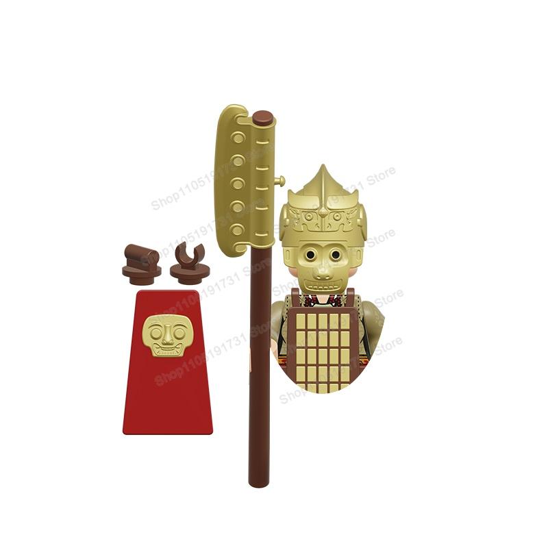 MOC Chinese Soldier Figures Building Blocks Shangzhou Dynasty Qin Dynasty Castle Warrior Knights Army Accessories Bricks Toys