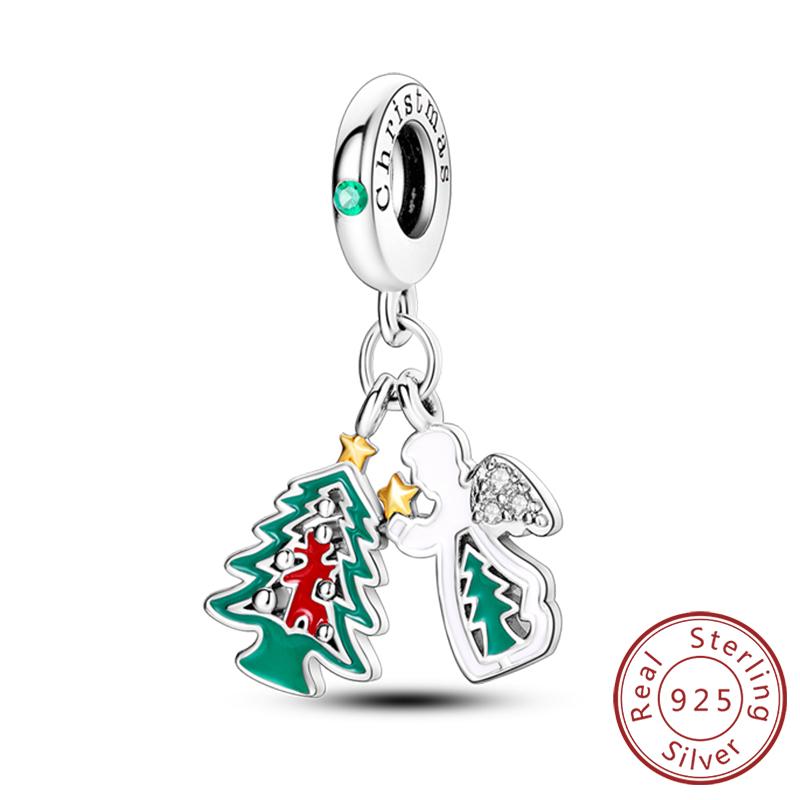Christmas Series Charms Beads Copper Christmas Tree Snowman Elk Charm Fit Original Bracelet Pendent Women Jewelry